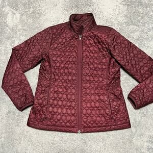 Lands End Coat Womens Small 6-8 Puffer Quilted Jacket Red Maroon Primaloft